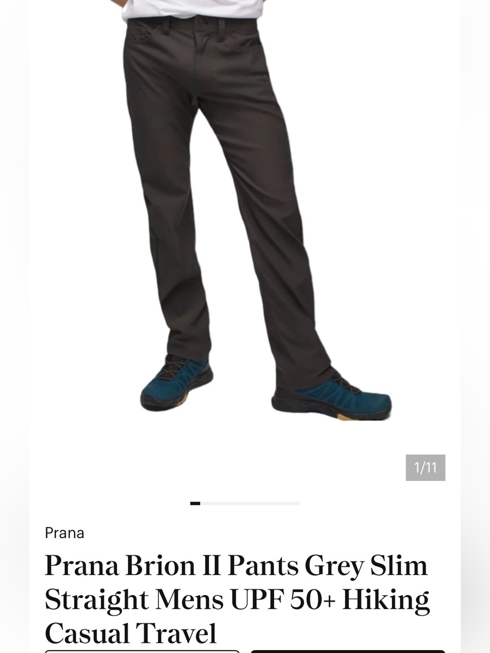 prAna Brion ll Slim Fit Pants in Charcoal Gray